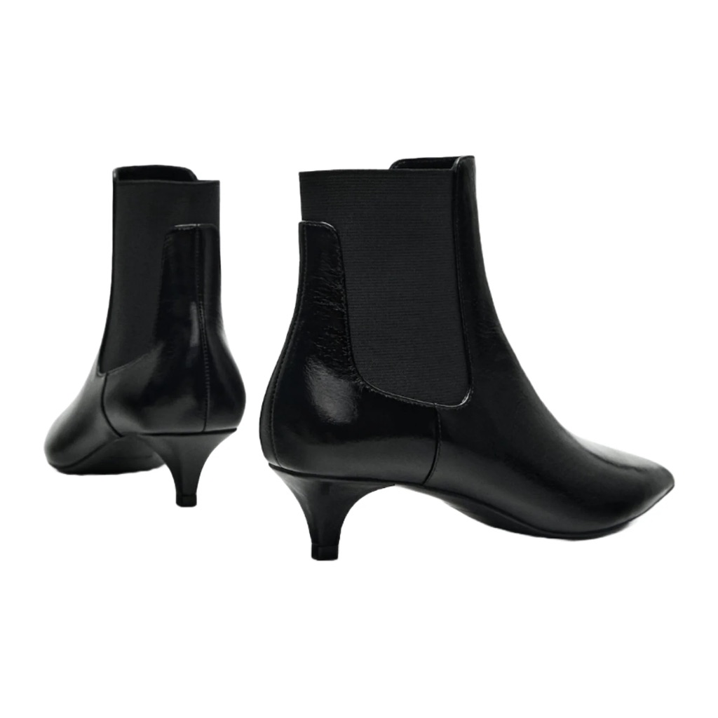 Massimo Dutti Sleek Black Ankle Booties
